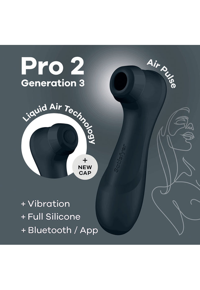 Satisfyer Pro 2 Generation 3 with App Control - Dark Grey - Dark Grey Touch-Free USB-Rechargeable Clitoral Stimulator