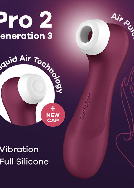 Satisfyer Pro 2 Generation 3 - Wine Red - Wine Red Touch-Free USB-Rechargeable Clitoral Stimulator