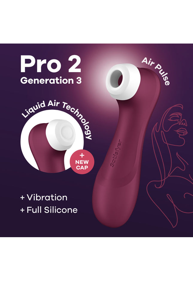 Satisfyer Pro 2 Generation 3 - Wine Red - Wine Red Touch-Free USB-Rechargeable Clitoral Stimulator