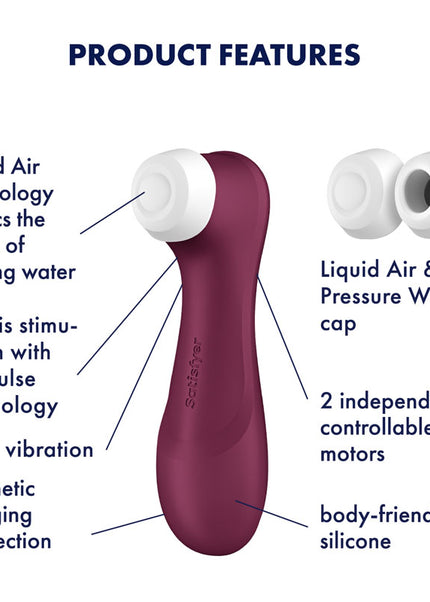 Satisfyer Pro 2 Generation 3 - Wine Red - Wine Red Touch-Free USB-Rechargeable Clitoral Stimulator