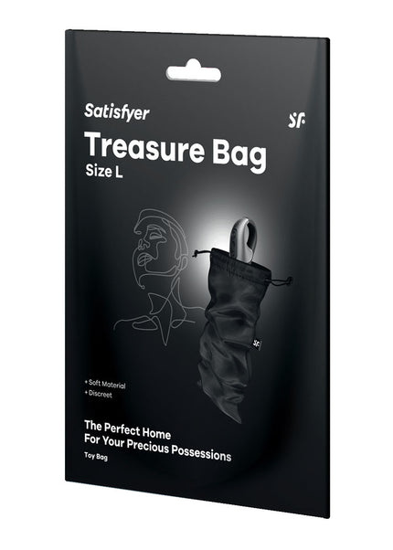 Satisfyer Treasure Bag Large - Black - Black Large Toy Storage Bag