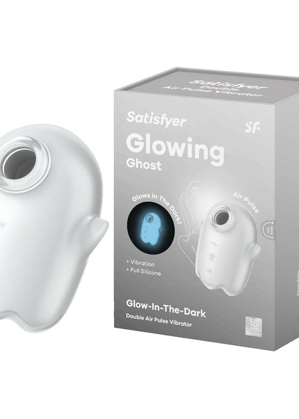 Satisfyer Glowing Ghost - White - Glow in Dark White USB Rechargeable Air Pulse Stimulator