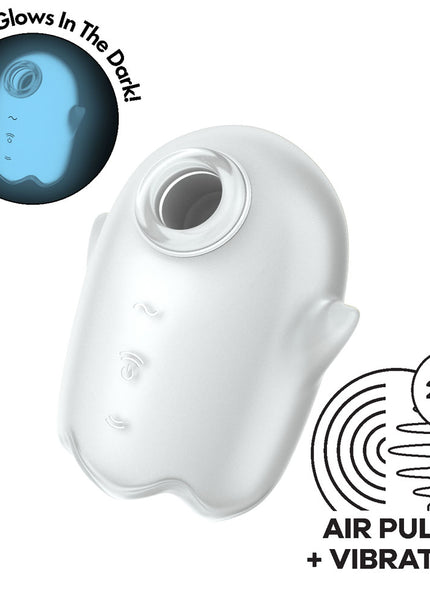 Satisfyer Glowing Ghost - White - Glow in Dark White USB Rechargeable Air Pulse Stimulator