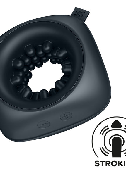 Satisfyer Ring Stroker - Black USB Rechargeable Vibrating Masturbator