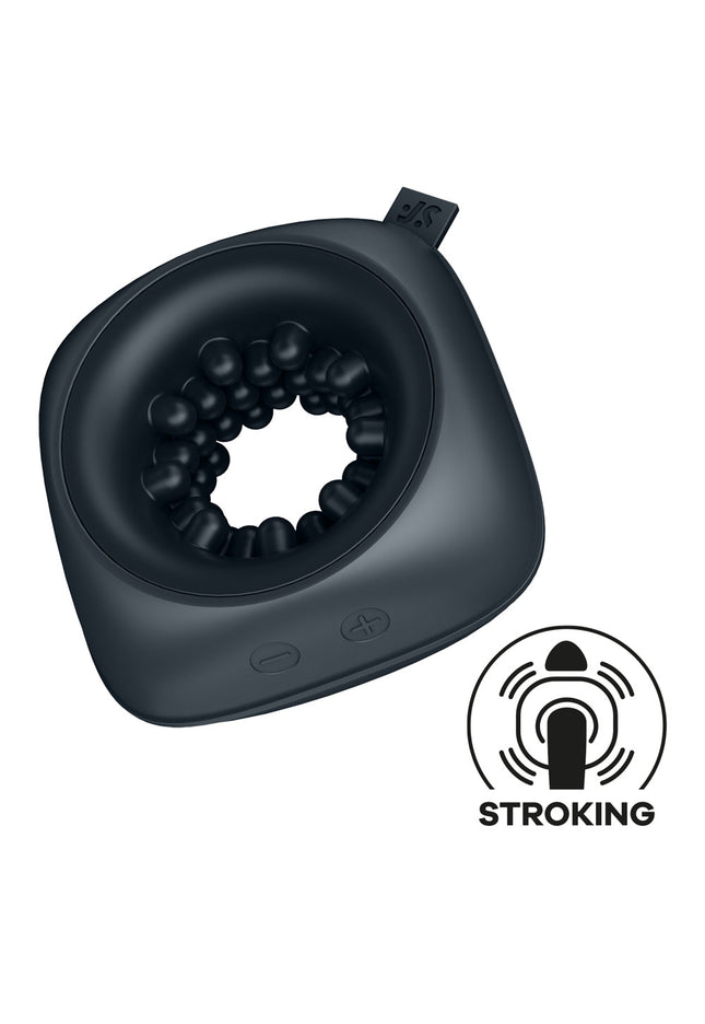 Satisfyer Ring Stroker - Black USB Rechargeable Vibrating Masturbator