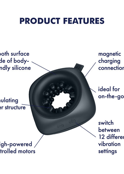 Satisfyer Ring Stroker - Black USB Rechargeable Vibrating Masturbator