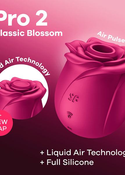 Satisfyer Pro 2 Classic Blossom - Red USB Rechargeable Air Pulse Rose Stimulator