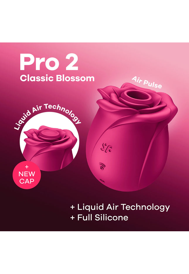 Satisfyer Pro 2 Classic Blossom - Red USB Rechargeable Air Pulse Rose Stimulator