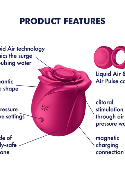 Satisfyer Pro 2 Classic Blossom - Red USB Rechargeable Air Pulse Rose Stimulator