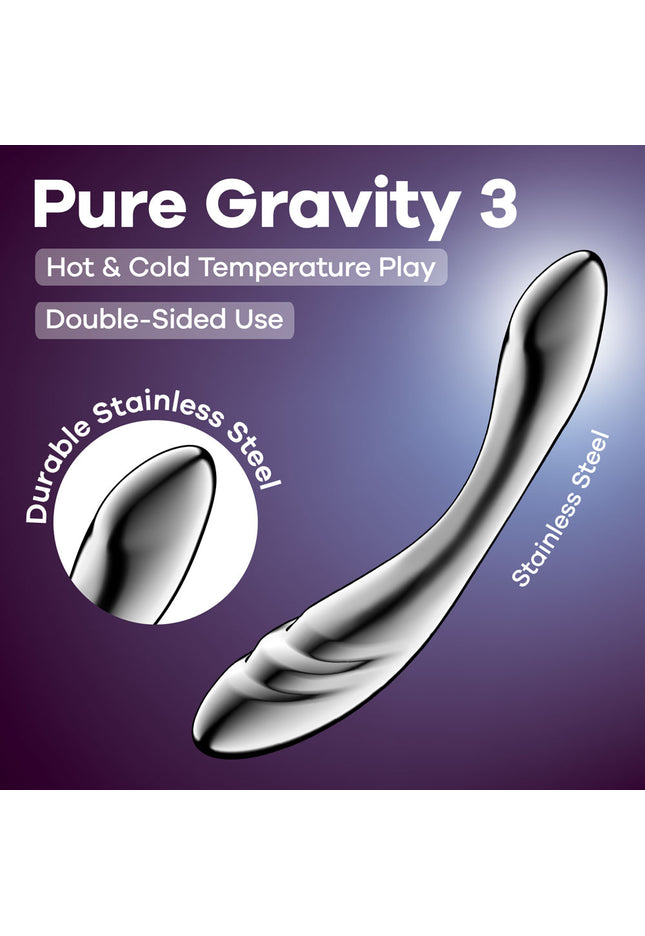Satisfyer Pure Gravity 3 - Chrome Steel 21 cm Dildo