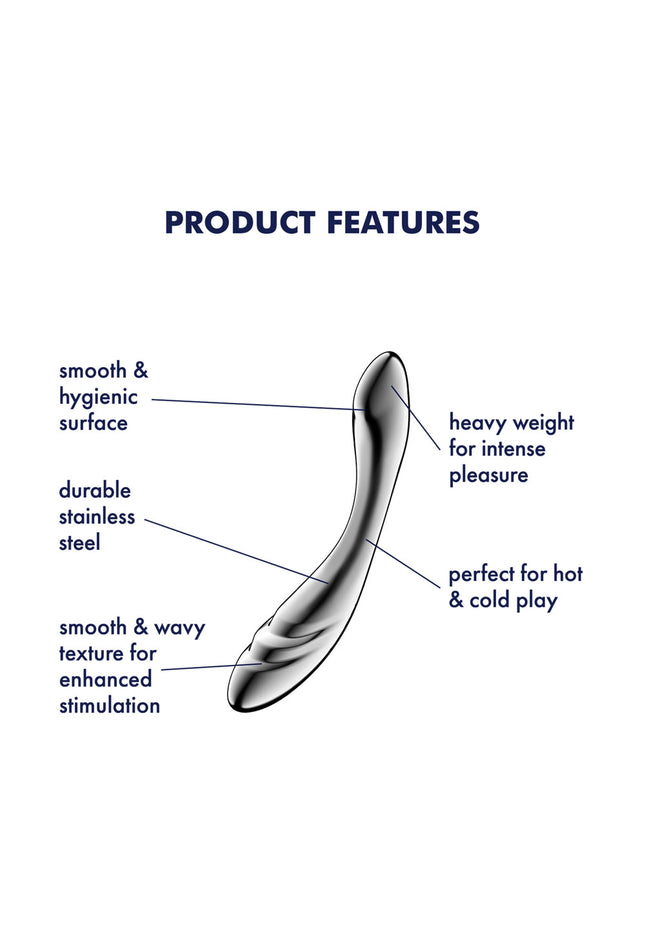 Satisfyer Pure Gravity 3 - Chrome Steel 21 cm Dildo