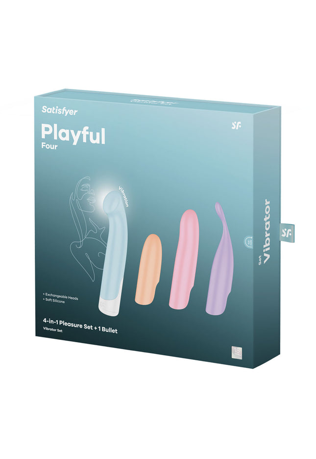 Satisfyer Playful Four - USB Rechargeable Vibrator with 4 Interchangeable