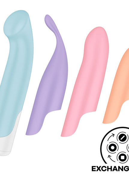Satisfyer Playful Four - USB Rechargeable Vibrator with 4 Interchangeable