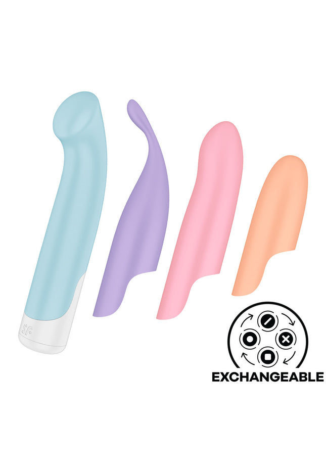 Satisfyer Playful Four - USB Rechargeable Vibrator with 4 Interchangeable