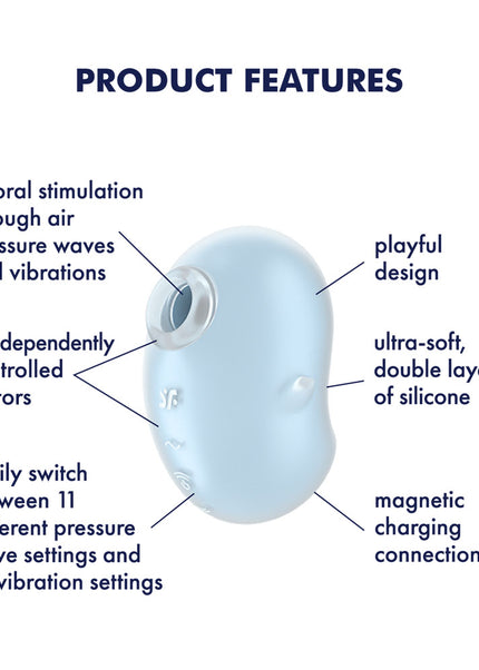 Satisfyer Cutie Ghost - Blue - Blue USB Rechargeable Air Pulse Stimulator