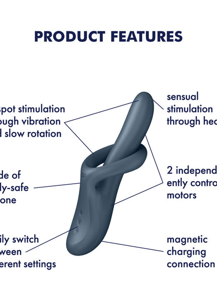 Satisfyer Heat Flex 4 - Grey - Grey USB Rechargeable Heating Vibrator