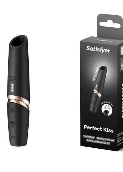 Satisfyer Perfect Kiss - Black USB Rechargeable Air Pulse Stimulator