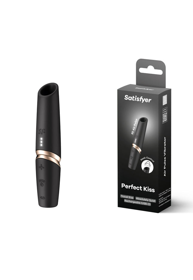 Satisfyer Perfect Kiss - Black USB Rechargeable Air Pulse Stimulator