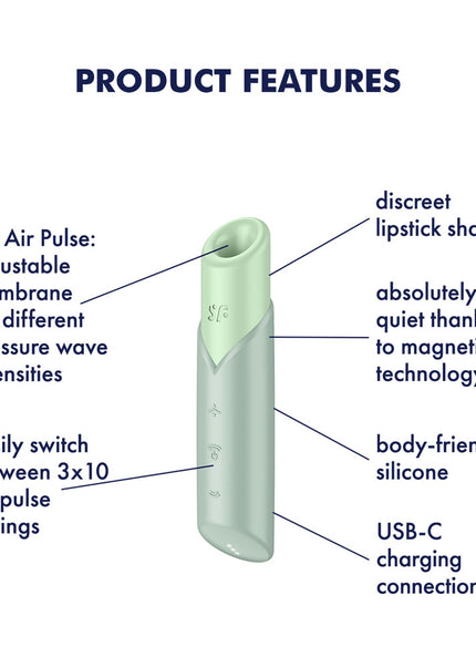 Satisfyer Naughty Kiss - Mint Green USB Rechargeable Air Pulse Stimulator