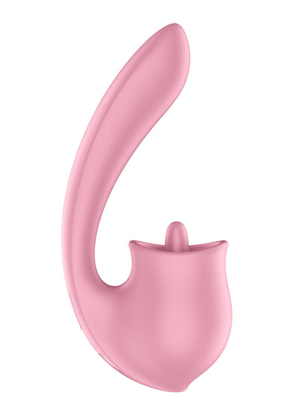 Satisfyer Tongue Genius - Pink USB Rechargeable Vibrator with Flicking Clit Stimulator