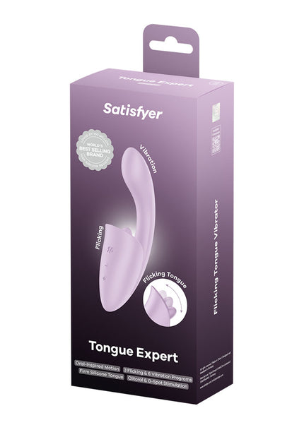 Satisfyer Tongue Expert - Violet 18 cm USB Rechargeable Vibrator with Flicking Clit Stimulator