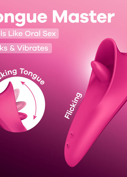 Satisfyer Tongue Master - Pink 14.4 cm USB Rechargeable Flicking Clitoral Stimulator