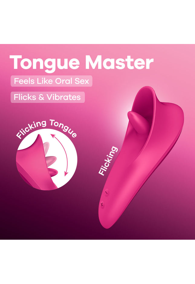 Satisfyer Tongue Master - Pink 14.4 cm USB Rechargeable Flicking Clitoral Stimulator