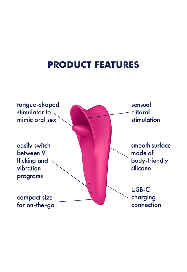 Satisfyer Tongue Master - Pink 14.4 cm USB Rechargeable Flicking Clitoral Stimulator