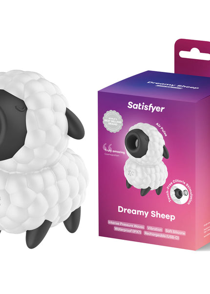 Satisfyer Dreamy Sheep - White/Black USB Rechargeable Vibrating Air Pulse Stimulator