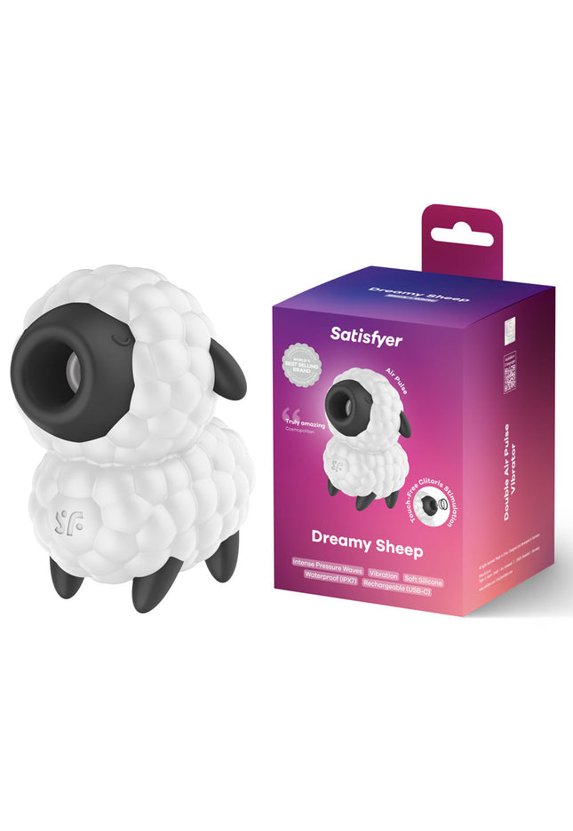 Satisfyer Dreamy Sheep - White/Black USB Rechargeable Vibrating Air Pulse Stimulator
