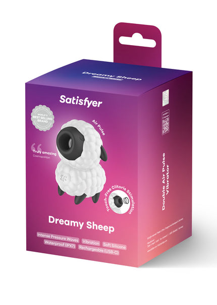 Satisfyer Dreamy Sheep - White/Black USB Rechargeable Vibrating Air Pulse Stimulator