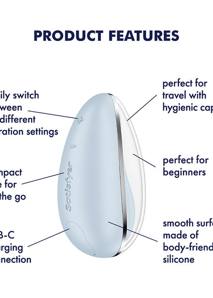 Satisfyer Drop To Go - Blue - Blue USB Rechargeable Clitoral Stimulator