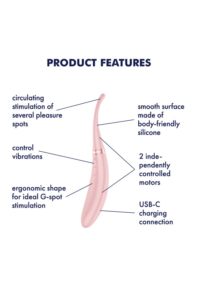 Satisfyer Tip Tease - Rose - Rose USB Rechargeable Vibrator with Twirling Tip