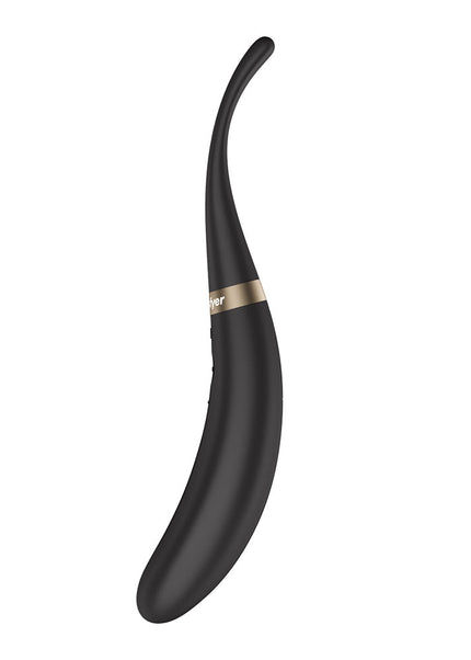 Satisfyer Tip Tease - Black - Black USB Rechargeable Vibrator with Twirling Tip