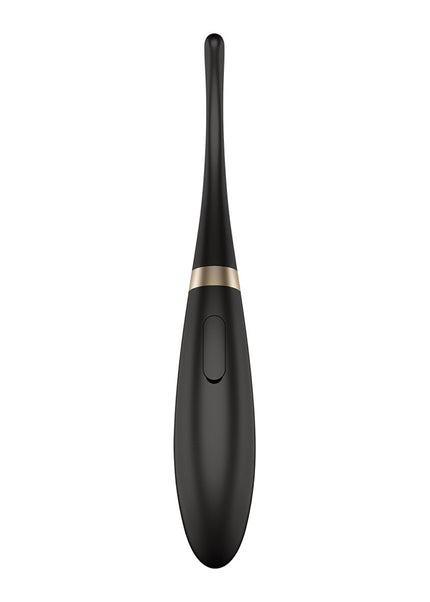 Satisfyer Tip Tease - Black - Black USB Rechargeable Vibrator with Twirling Tip