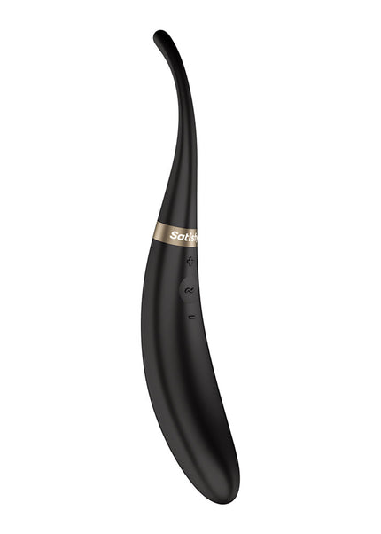 Satisfyer Tip Tease - Black - Black USB Rechargeable Vibrator with Twirling Tip