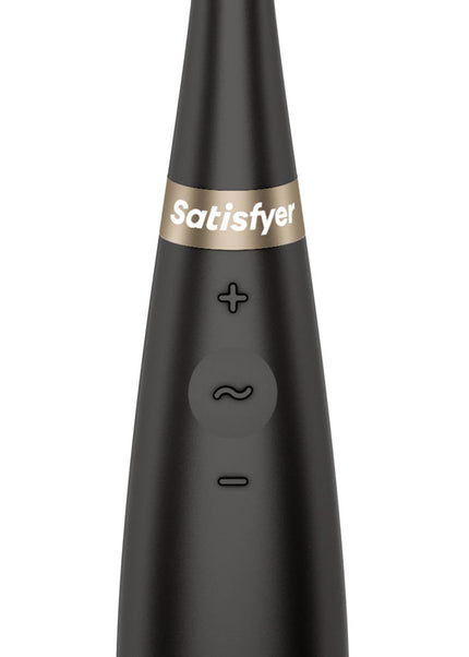 Satisfyer Tip Tease - Black - Black USB Rechargeable Vibrator with Twirling Tip