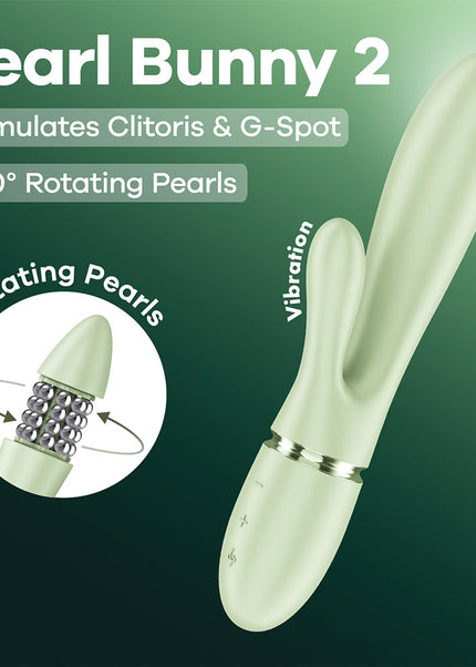 Satisfyer Pearl Bunny 2 - Light Green - Light Green 21.5 cm USB-C Rechargeable Rabbit Vibrator