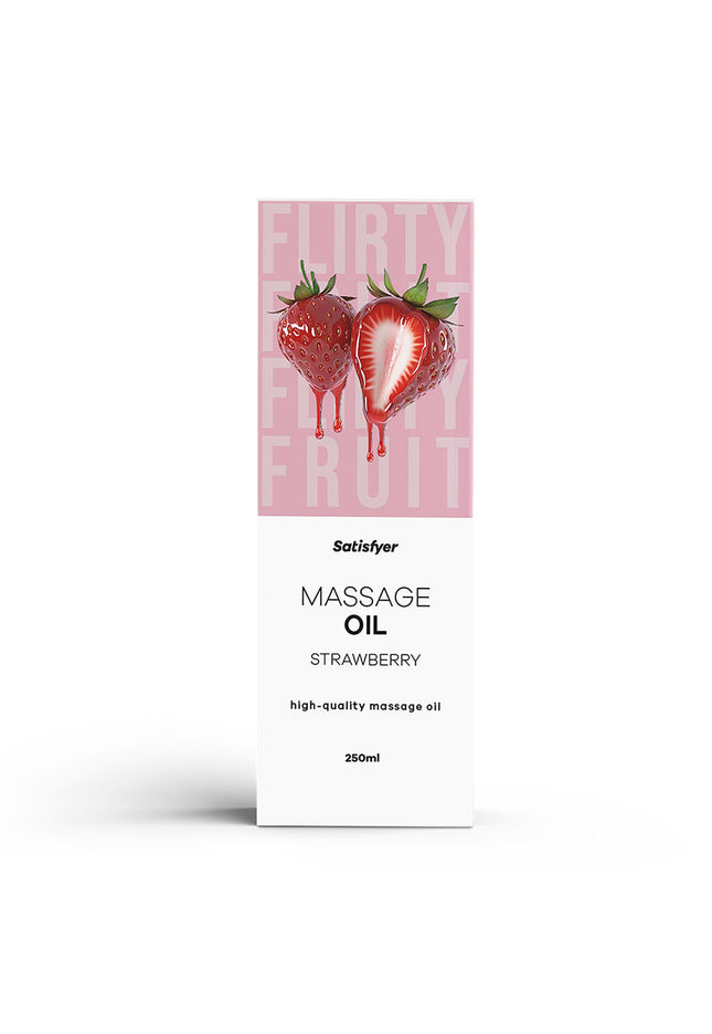 Satisfyer Massage Oil 250 ml Strawberry - Strawberry Scented Massage Oil - 250 ml Bottle