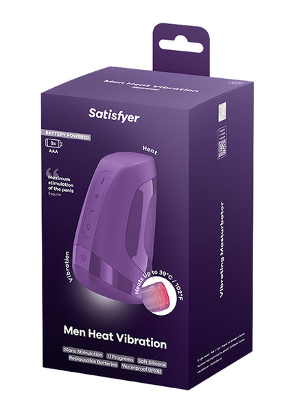 Satisfyer Men Heat Vibration - Battery Series - Purple Heating and Vibrating Masturbator