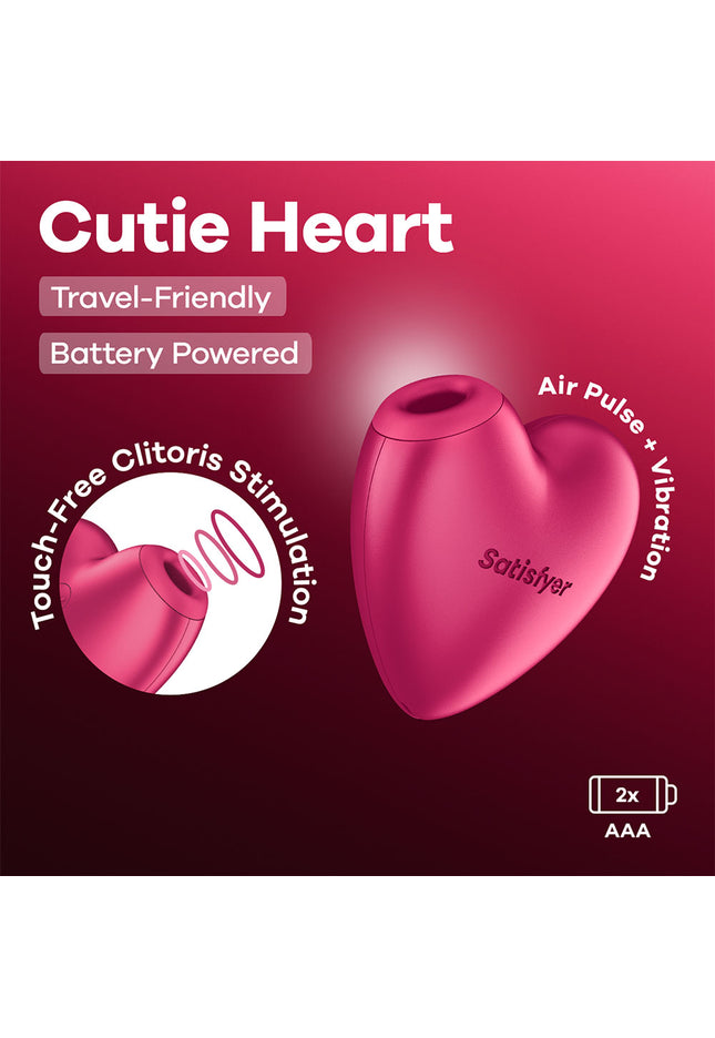 Satisfyer Cutie Heart - Battery Operated - Pink Air Pulsation Stimulator with Vibration