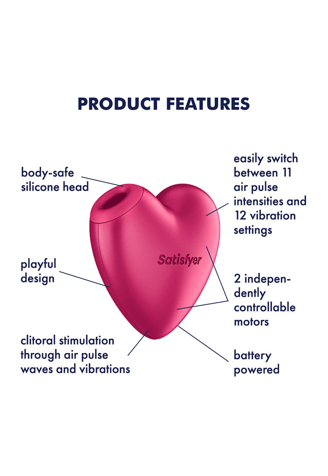 Satisfyer Cutie Heart - Battery Operated - Pink Air Pulsation Stimulator with Vibration