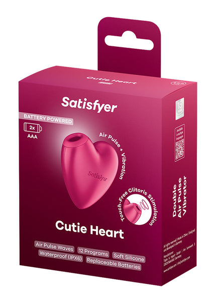 Satisfyer Cutie Heart - Battery Operated - Pink Air Pulsation Stimulator with Vibration
