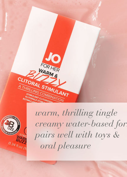 JO Warm & Buzzy Clitoral Stimulant - 10 mL - Warming Clitoral Stimulation Gel - 10 ml Tube