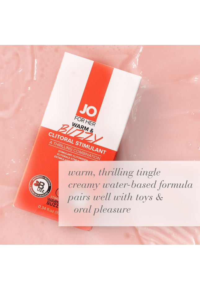 JO Warm & Buzzy Clitoral Stimulant - 10 mL - Warming Clitoral Stimulation Gel - 10 ml Tube