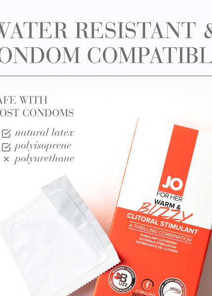 JO Warm & Buzzy Clitoral Stimulant - 10 mL - Warming Clitoral Stimulation Gel - 10 ml Tube