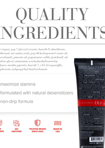 JO Prolonger Gel - 60 mL - Penis Desensitising Gel - 60 ml Tube