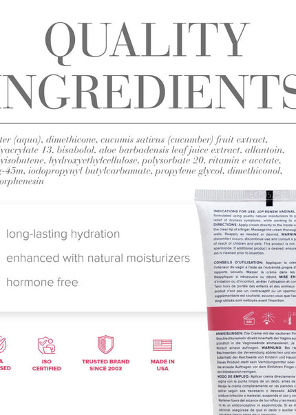 JO Vaginal Moisturiser - 120ml - Vaginal Dryness Moisturiser - 120 ml Tube