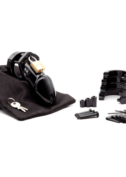 CB-6000 Chastity Cock Cage Kit - Black - Black 3.25 Inch Cock Cage Kit