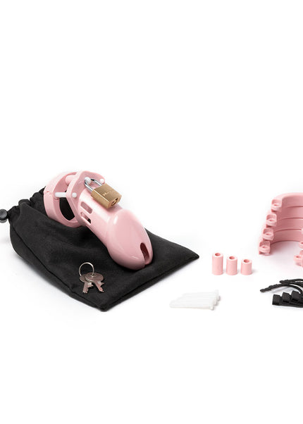 CB-6000 Chastity Cock Cage Kit - Pink - Pink 3.25 Inch Cock Cage Kit